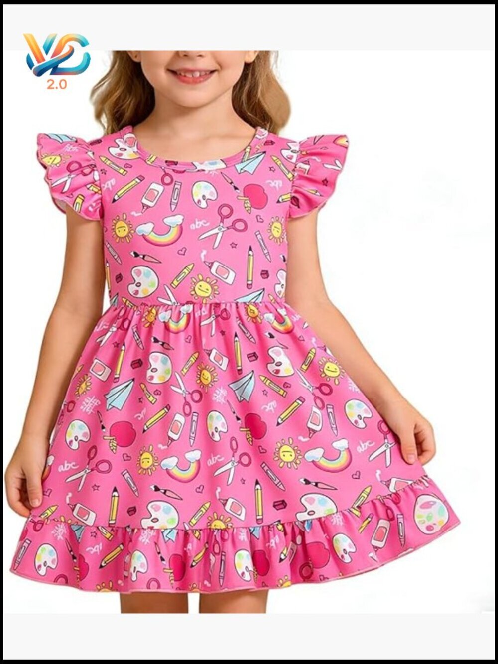 Flutter Sleeve Ruffle Dress Casual Swing Dress Toddler Girl